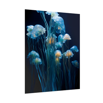Bioluminescent Oceanic Ballet: Dancer's Magical Night Performance - Poster