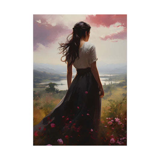 Ethereal Beauty: A Candid Portrait of a Dark-Skinned Woman - Poster