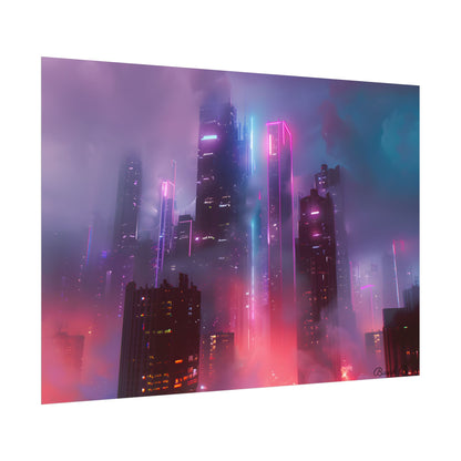 Futuristic Cityscape: Neon Dreams in the Urban Sky - Poster