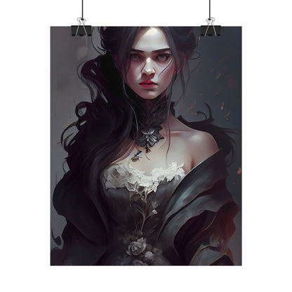 Black Haired Female Portrait: Elegant Outdoor Beauty - Poster