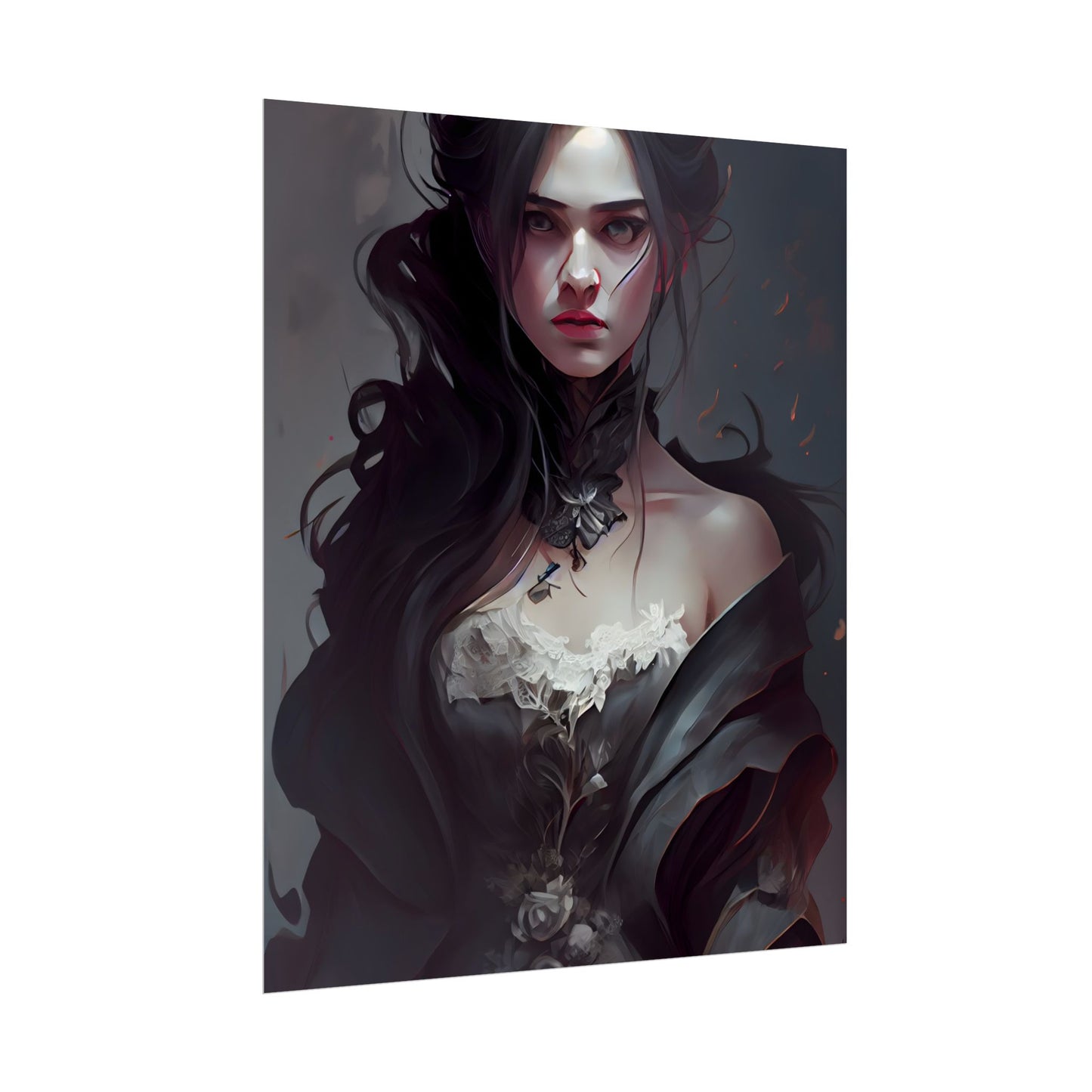 Black Haired Female Portrait: Elegant Outdoor Beauty - Poster