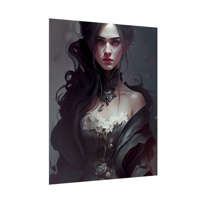 Black Haired Female Portrait: Elegant Outdoor Beauty - Poster