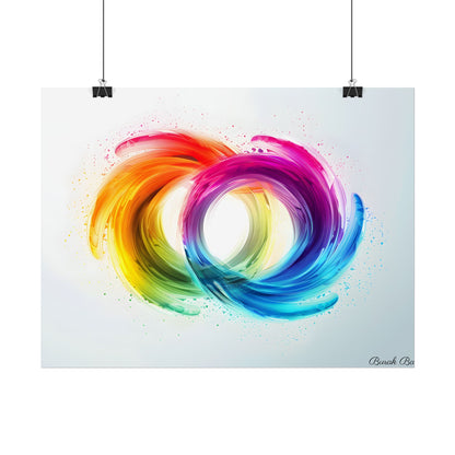 Swirling Colors: Gradient Artwork with Red, Blue, and Yellow Circles - Poster