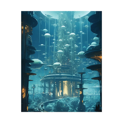 Underwater City of Tomorrow: Futuristic Urban Landscape Art - Poster
