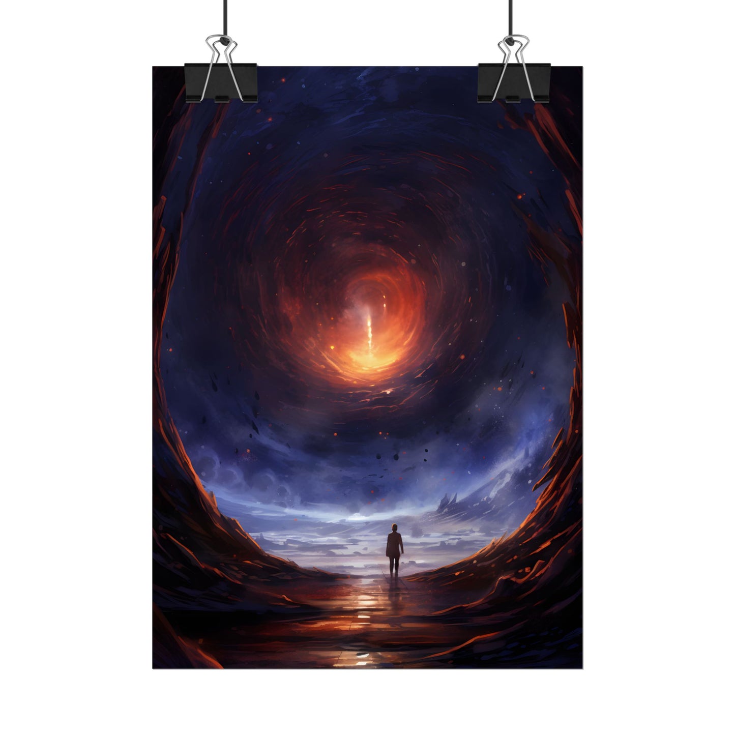 Mysterious Black Hole Cosmos: Space Art with Planetary Orbits - Poster