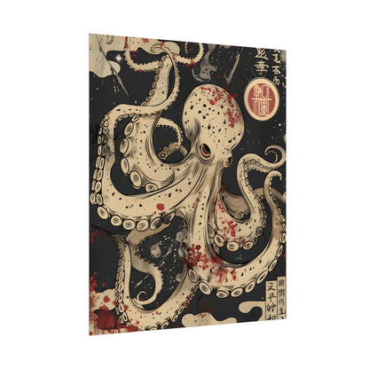 Stylized Japanese Octopus: Minimal Artwork - Poster