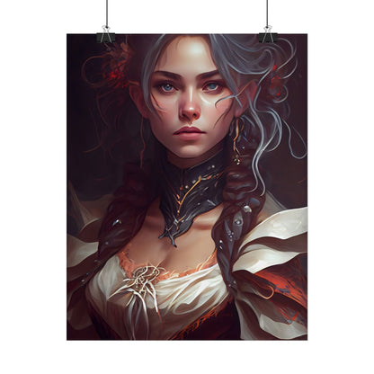 Glamorous Mid-20s Female Portrait: Black Hair Artwork - Poster
