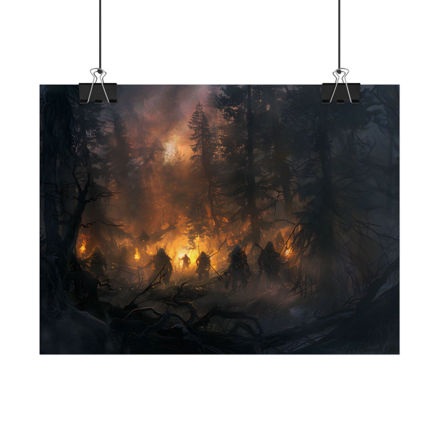 Tranquil Forest Sunset: People Connecting with Nature - Poster