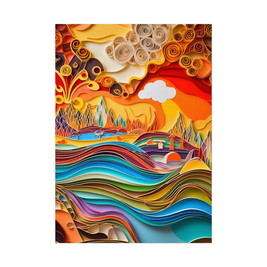 Intricate Indian Landscape: Hand-Crafted Paper Quilling Artwork - Poster