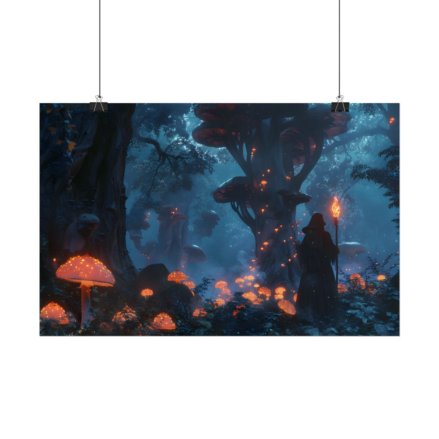 Mystical Forest Encounter: Vibrant Witch Artwork - Poster