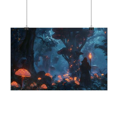Mystical Forest Encounter: Vibrant Witch Artwork - Poster