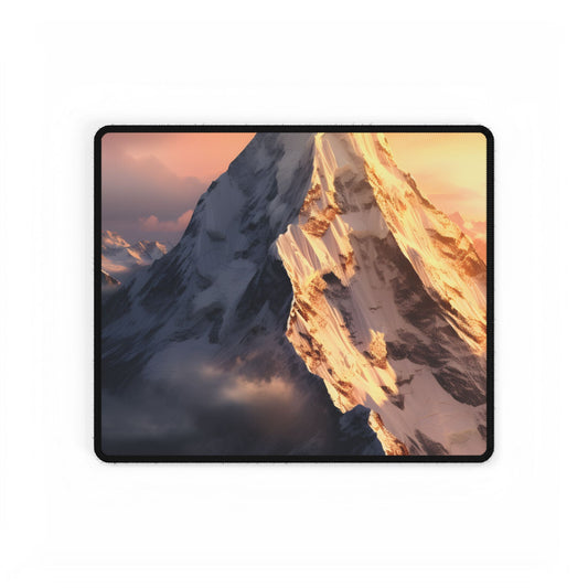 Majestic Mountain Sunrise: Serene Summit Artwork - Desk Mat