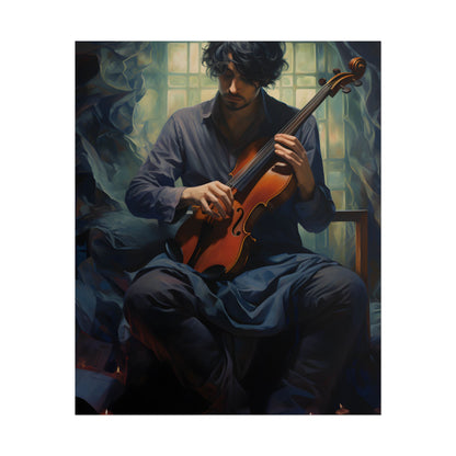 Mysterious Musician: Intimate Guitar Portrait - Poster