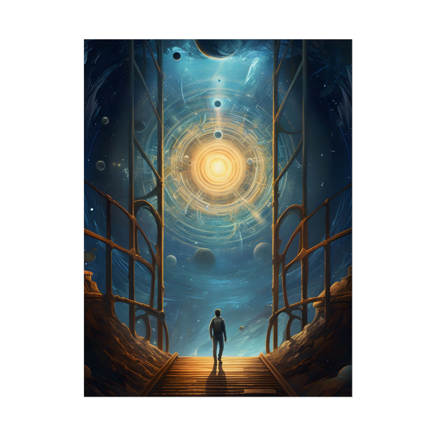 Space Explorer's Journey: Sleek Spacecraft in Stellar Odyssey - Poster