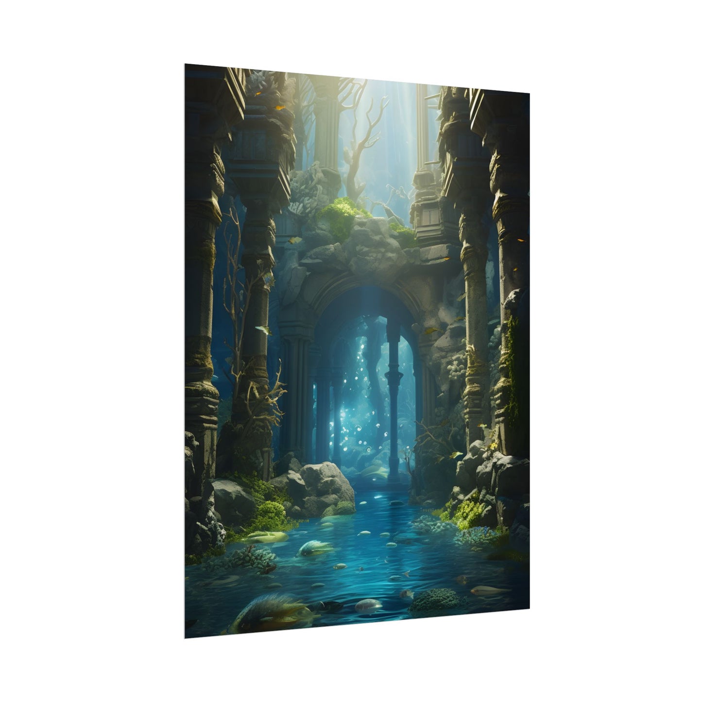 Mysterious Sunken Ancient Civilization: Underwater Artwork - Poster