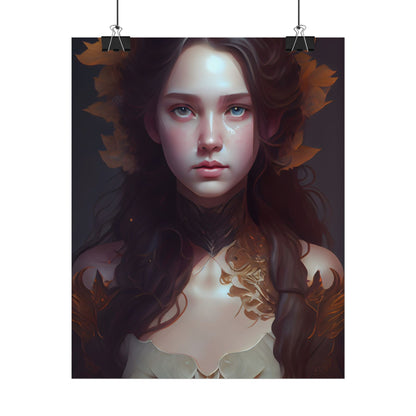 Brown Hair Female Portrait: Artistic Style Digital Art - Poster
