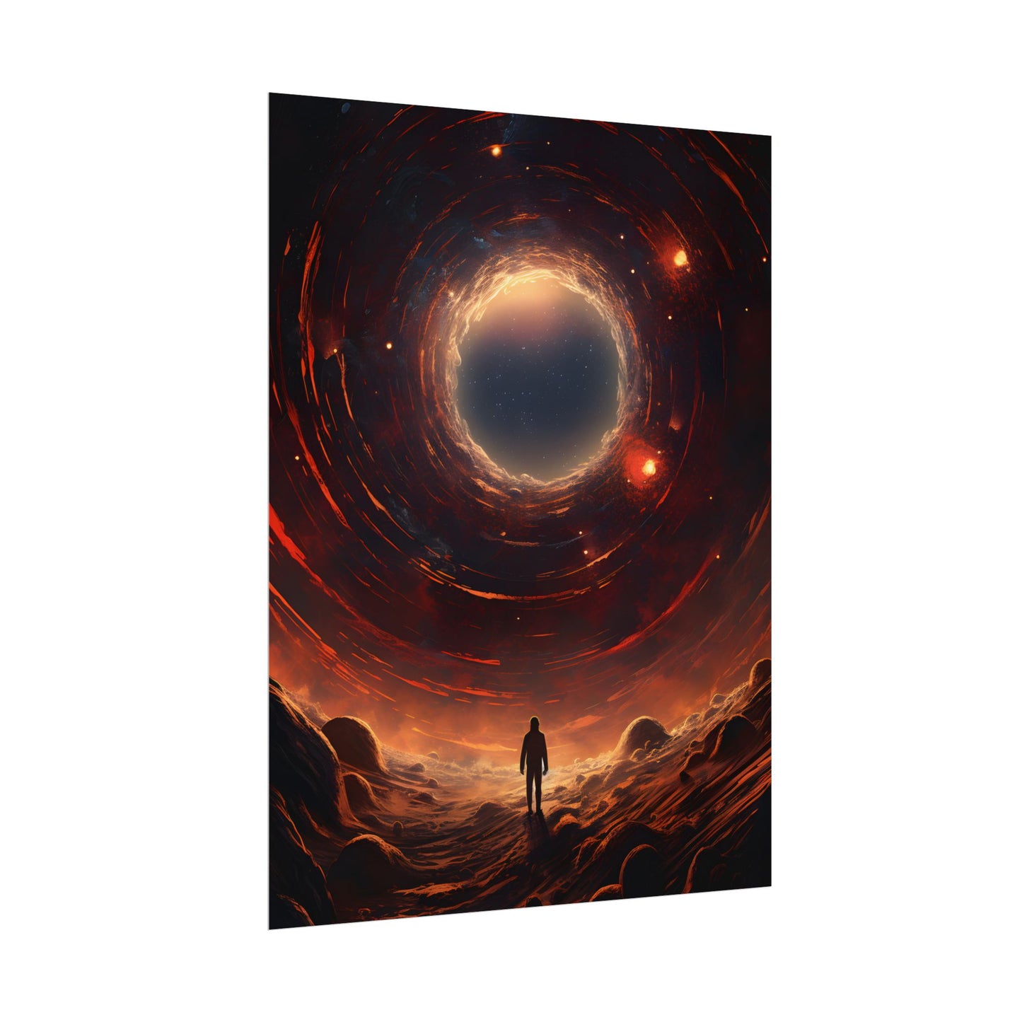Black Hole Cosmic: A Realistic Digital Artwork of a Planet in Orbit - Poster