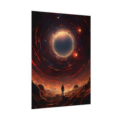 Black Hole Cosmic: A Realistic Digital Artwork of a Planet in Orbit - Poster