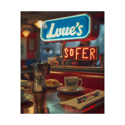 Retro Kitchen Diner Scene: Cozy Coffee Moment - Poster