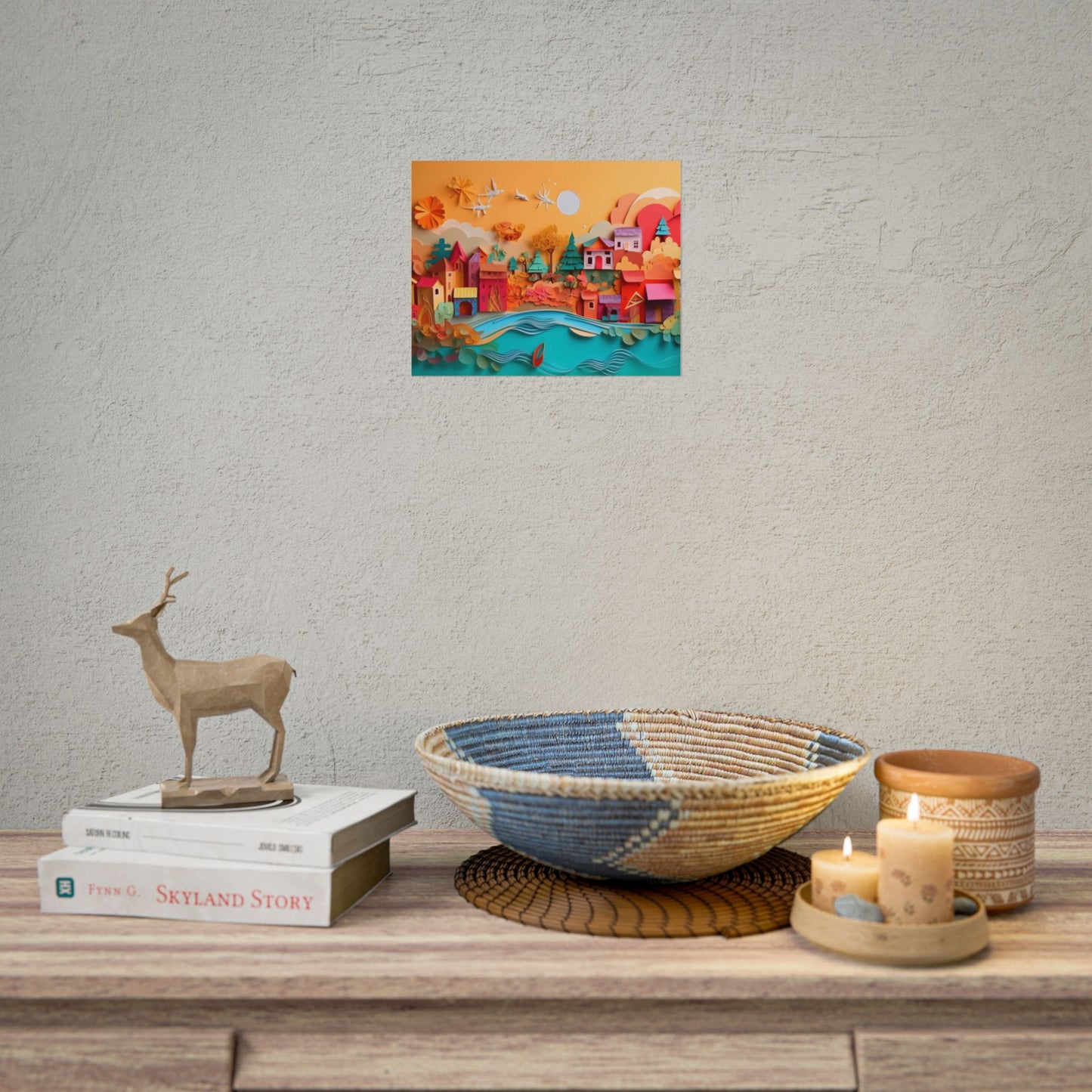 Epic Sunset Beach: Magical Paper Quilling Artwork - Poster