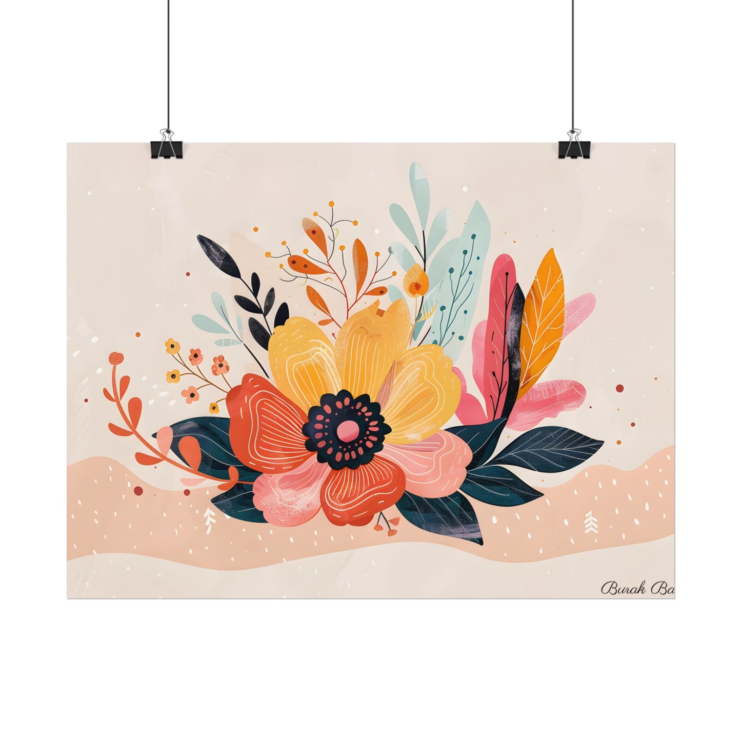 Blooming Growth: Vibrant Flower Artwork - Poster