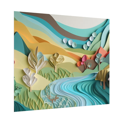 Magical Peaceful Beach: Realistic Paper Quilling Art - Poster