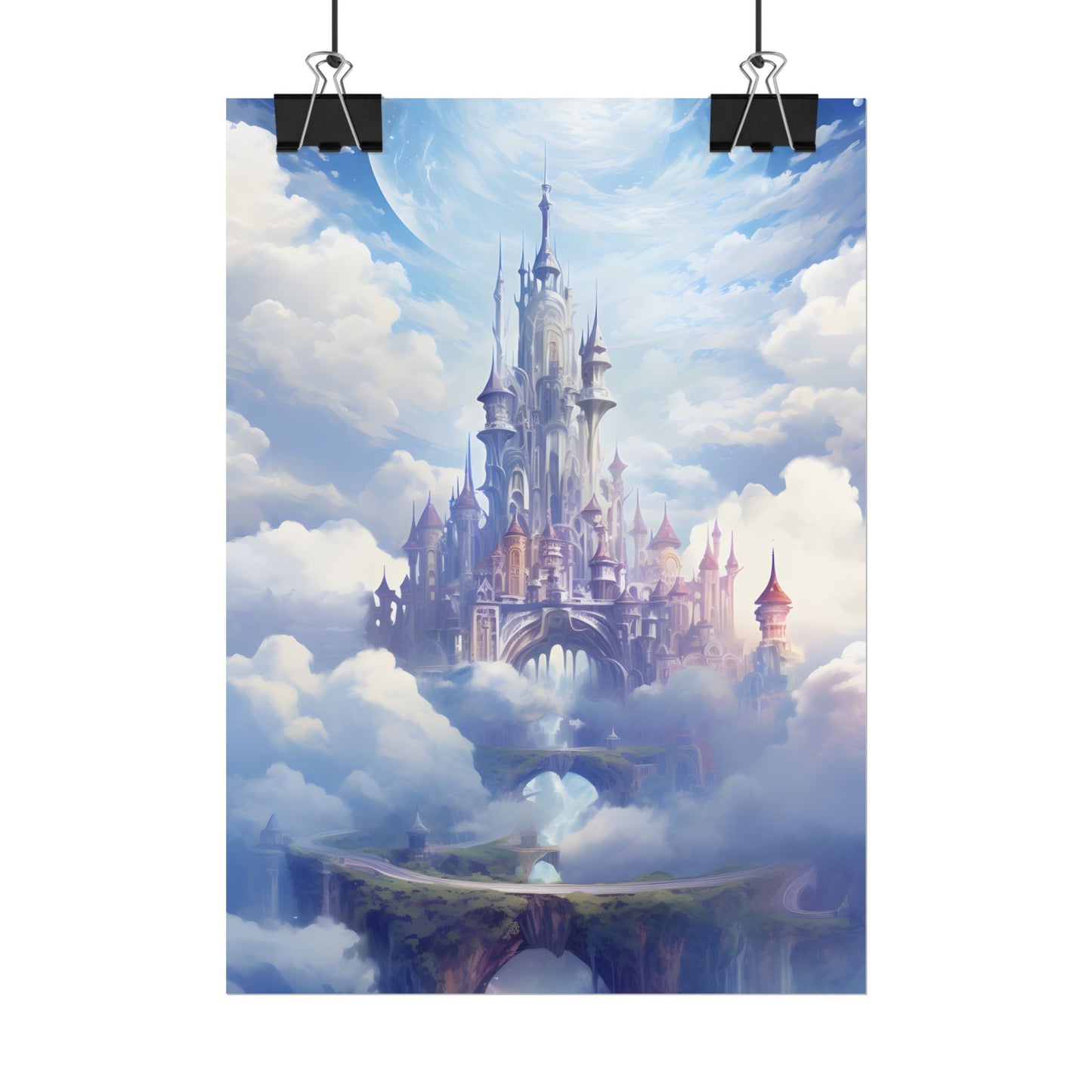 Floating Fantasy City: Celestial Digital Art - Poster
