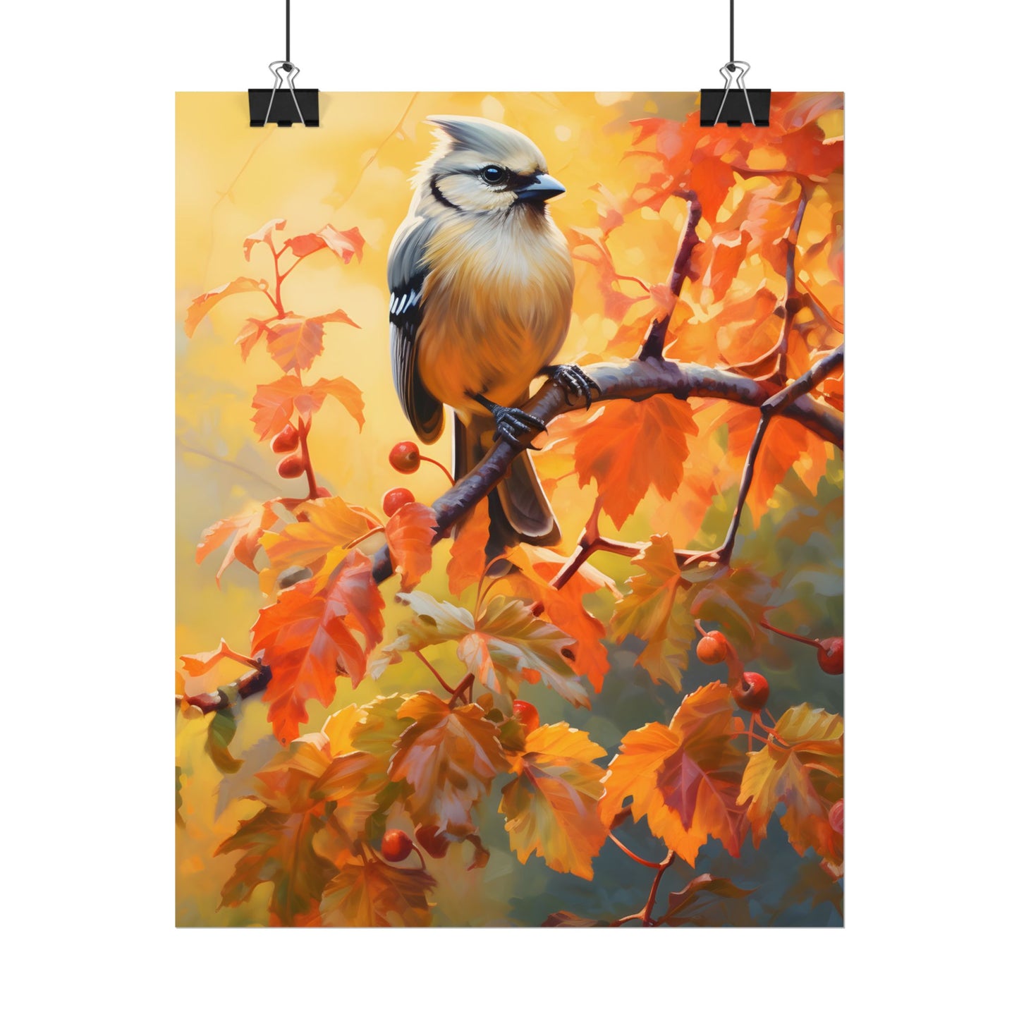 Vibrant Oak Branch: Oil Painting of Nature's Serenity - Poster