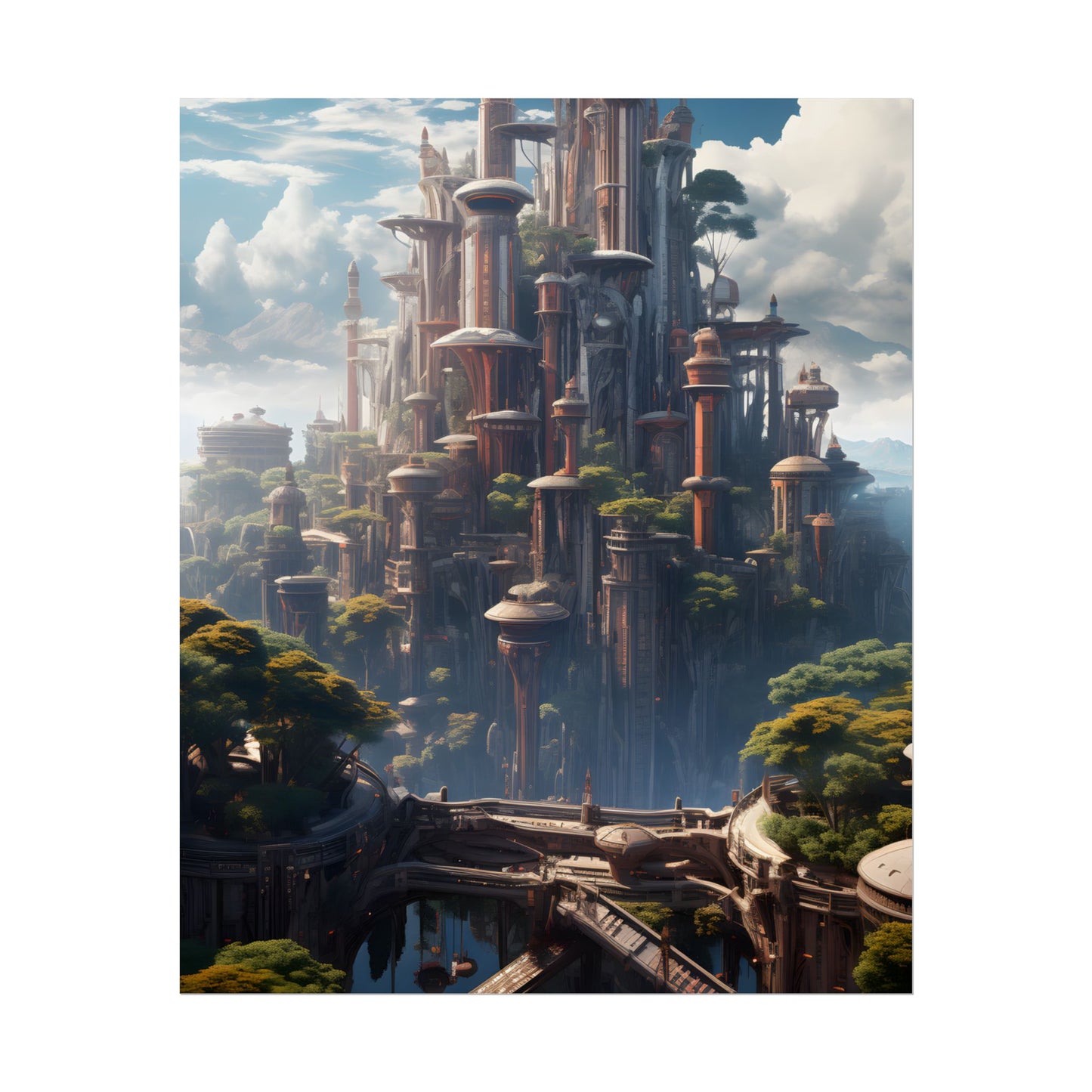 Floating City of Columbia: Breathtaking Modern Urban Landscape - Poster