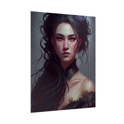 Astonishing Female Portrait: Dr. Black Hair Elegance - Poster