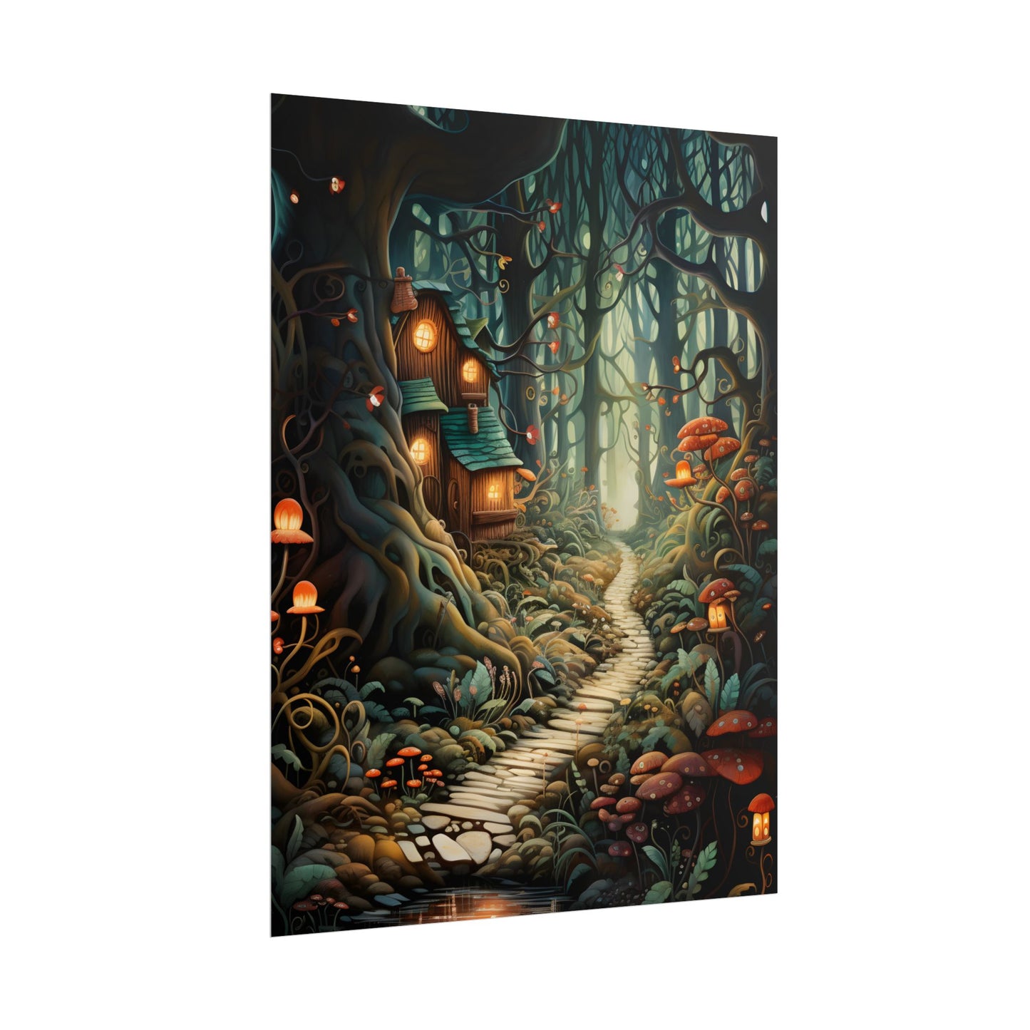 Whimsical Cartoon Forest Scene - Poster