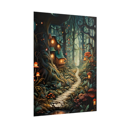 Whimsical Cartoon Forest Scene - Poster