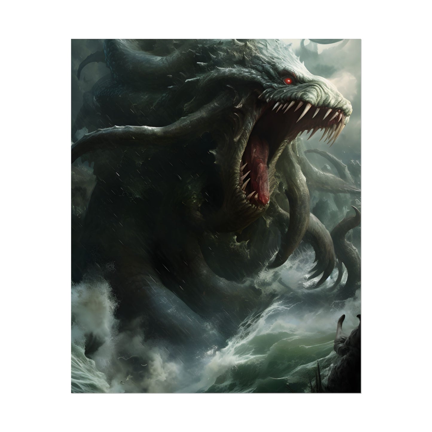 Mythic Ocean Terror: Ancient Sea Monster with Six Tentacles - Poster