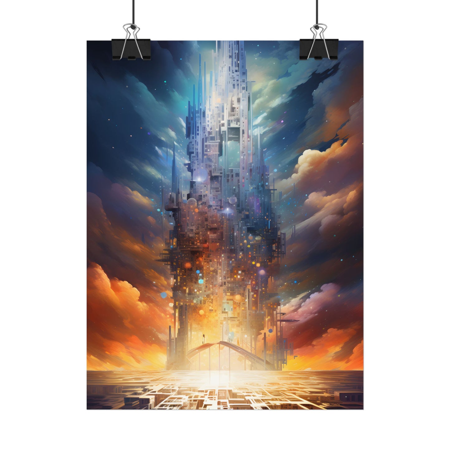 Vibrant Cyber Dreamscape: Abstract Digital Artwork - Poster