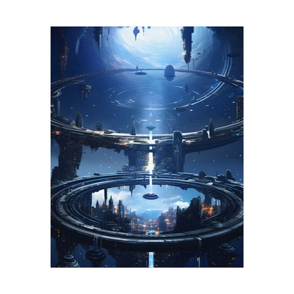 Aetherial Space Station: Massive, Futuristic Space Station in Orbit - Poster