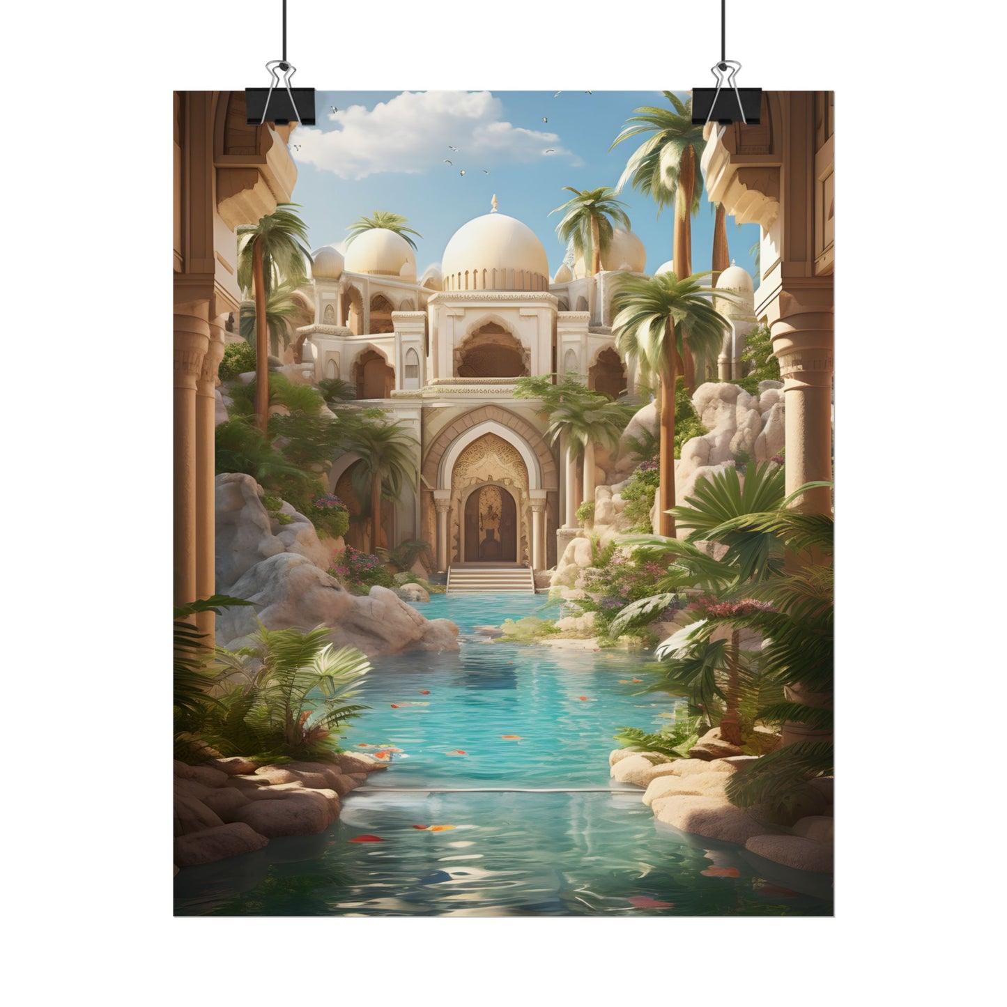 Serene Desert Oasis: Arabian Nights-Inspired Artwork - Poster