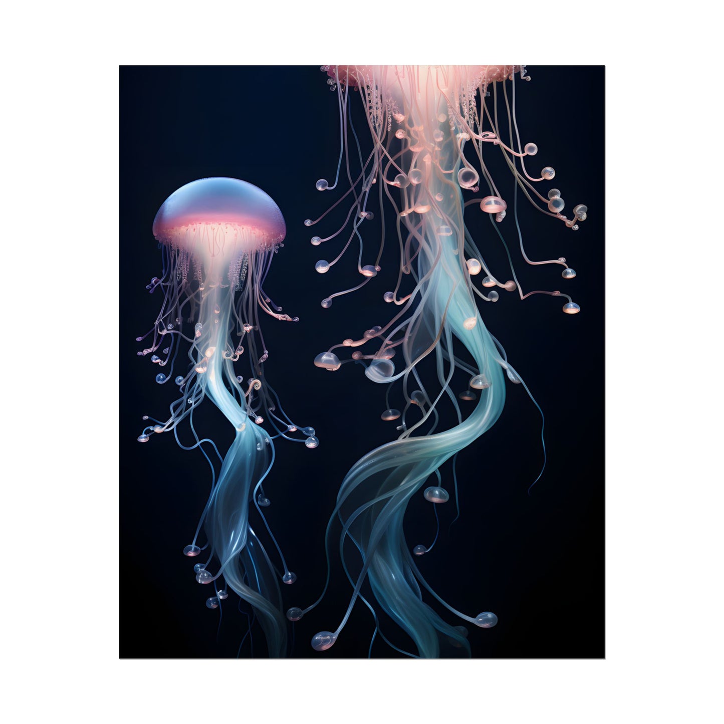 Bioluminescent Oceanic Ballet: Underwater Dancer in Motion - Poster
