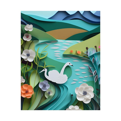 Vibrant Paper Quilling Island: A Beautiful Tropical Landscape - Poster