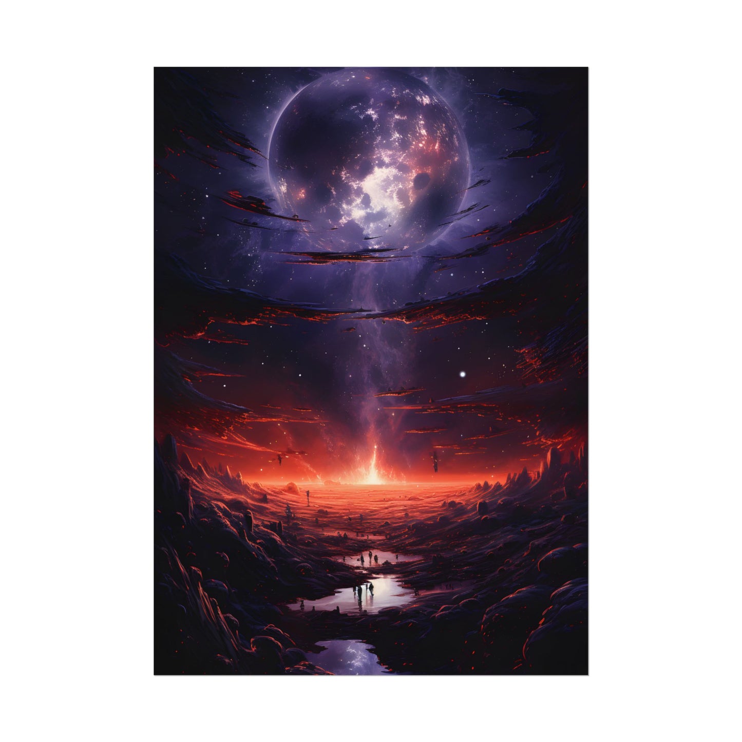 Vivid Black Hole Planet: A Detailed Cosmic Artwork - Poster
