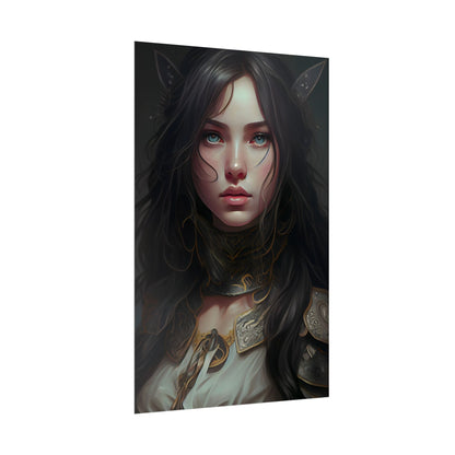 Vibrant Red Portrait: Dynamic Female Artwork - Poster