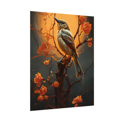 Enigmatic Songbird Guardian: Urban Artwork - Poster