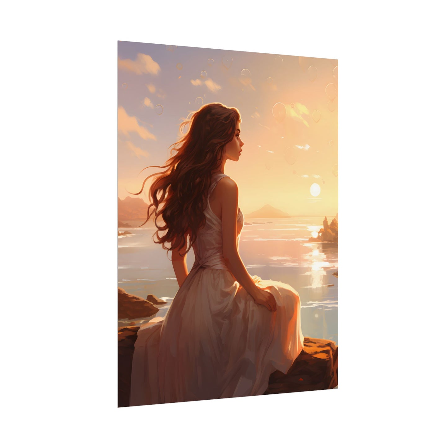 Vibrant Beach Scene: Summer Day with Sun-Kissed Figure - Poster