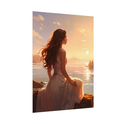 Vibrant Beach Scene: Summer Day with Sun-Kissed Figure - Poster
