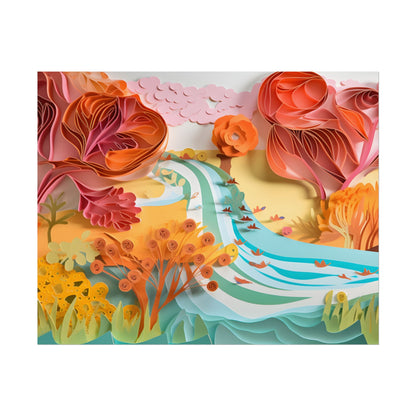 Magical Beach Landscape: Serene Paper Quilled Artwork - Poster