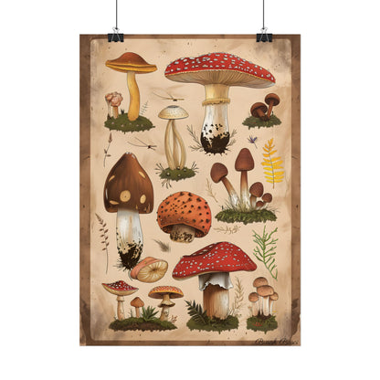 Vibrant Mushroom Species Poster: A Colorful Collection - Poster