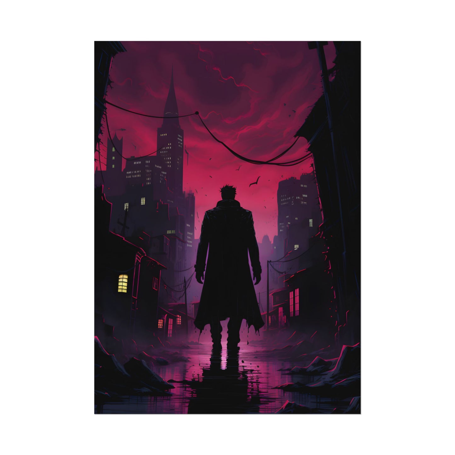Gritty Urban Scene: Detective in Thought - Poster