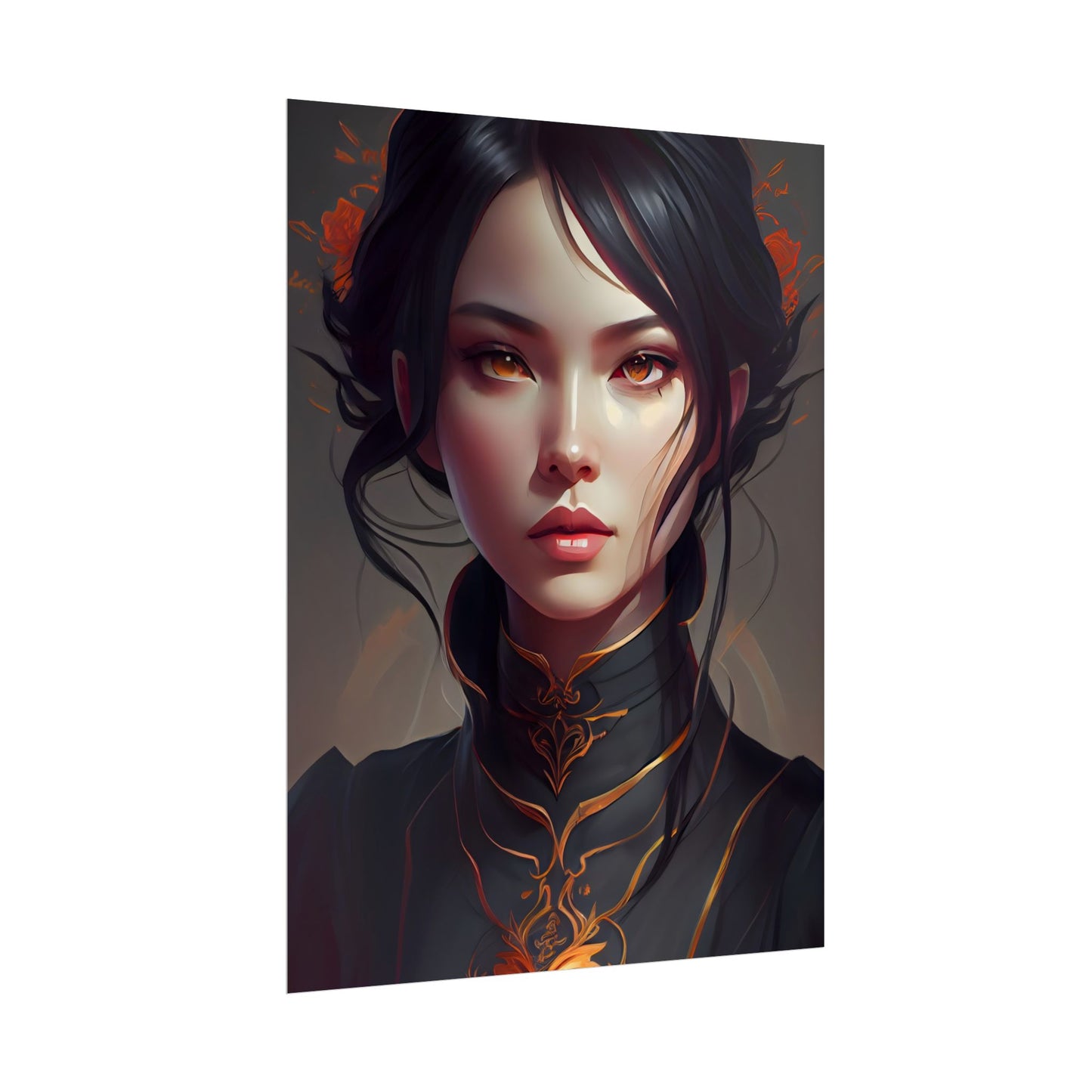 Realistic Female Portrait in Elegant Dress - Poster