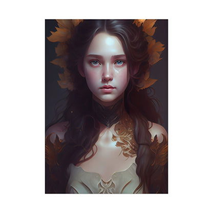 Brown Hair Female Portrait: Artistic Style Digital Art - Poster