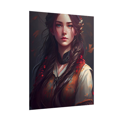 Vibrant Portrait: Brown Hair, Green Eyes Artwork - Poster