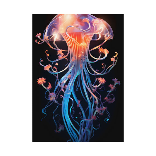 Bioluminescent Oceanic Ballet: Elegantly Poised Dancer in Underwater Performance - Poster